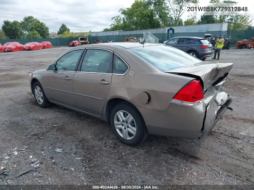 2007 Chevrolet Impala Ls VIN: 2G1WB58K779312848 Lot: 40244626