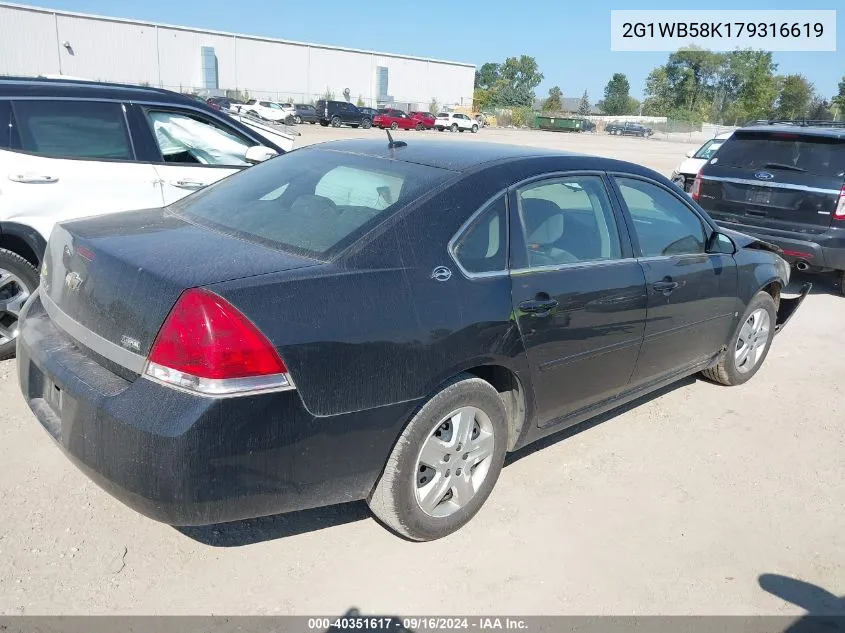 2007 Chevrolet Impala Ls VIN: 2G1WB58K179316619 Lot: 40351617