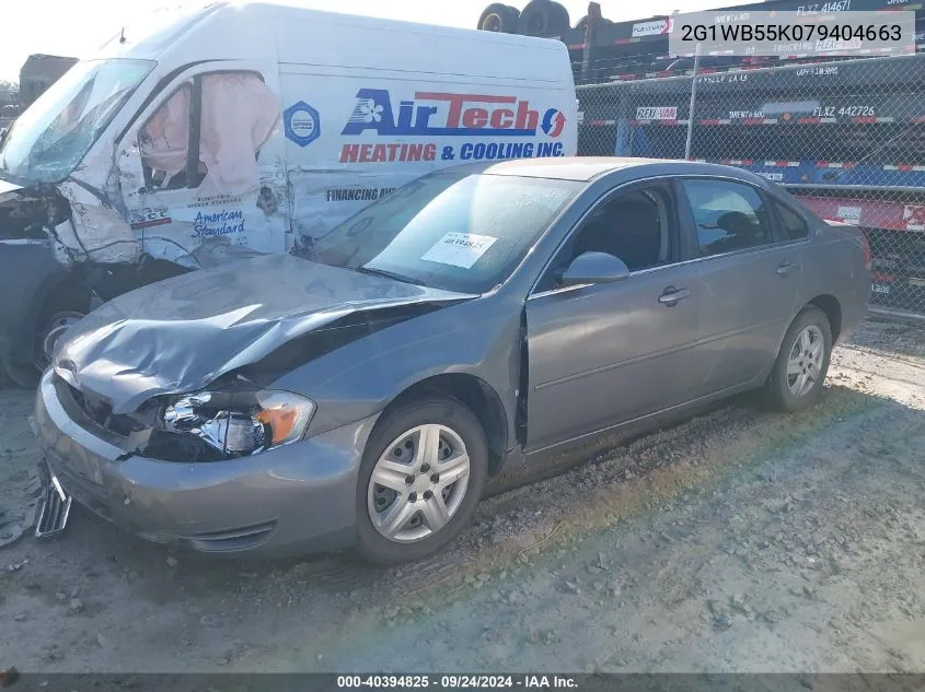 2007 Chevrolet Impala Ls VIN: 2G1WB55K079404663 Lot: 40394825