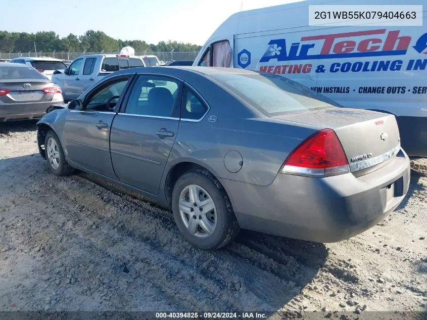 2007 Chevrolet Impala Ls VIN: 2G1WB55K079404663 Lot: 40394825