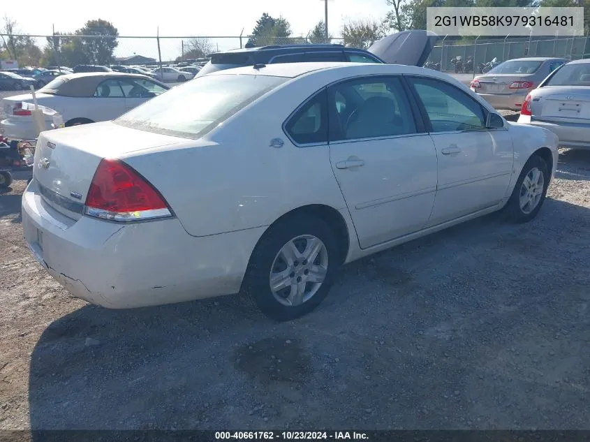 2007 Chevrolet Impala Ls VIN: 2G1WB58K979316481 Lot: 40661762