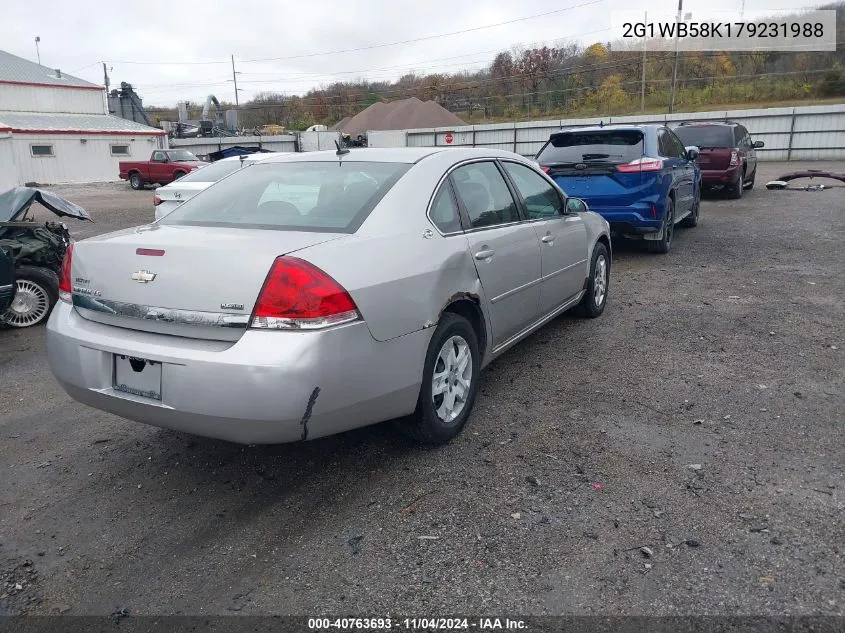 2007 Chevrolet Impala Ls VIN: 2G1WB58K179231988 Lot: 40763693