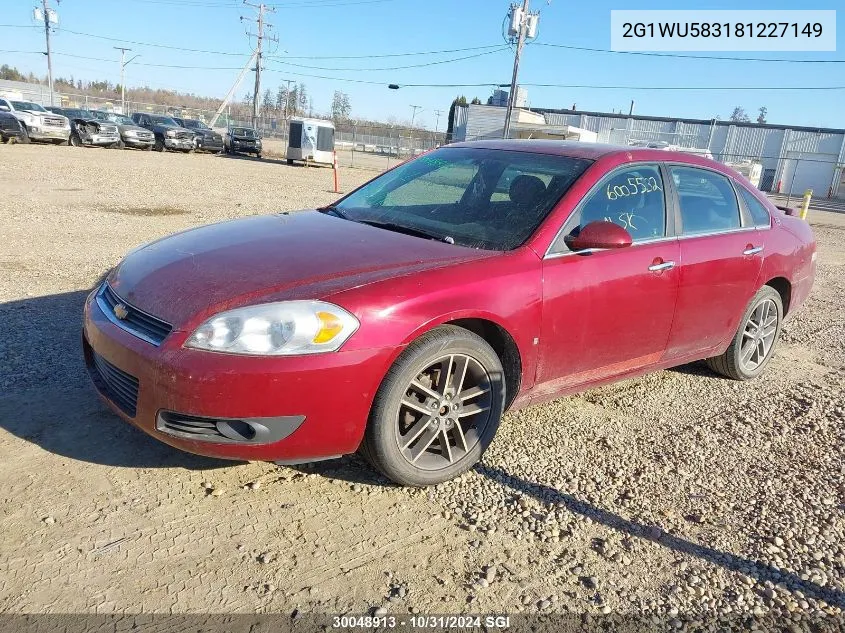 2008 Chevrolet Impala Ltz VIN: 2G1WU583181227149 Lot: 30048913