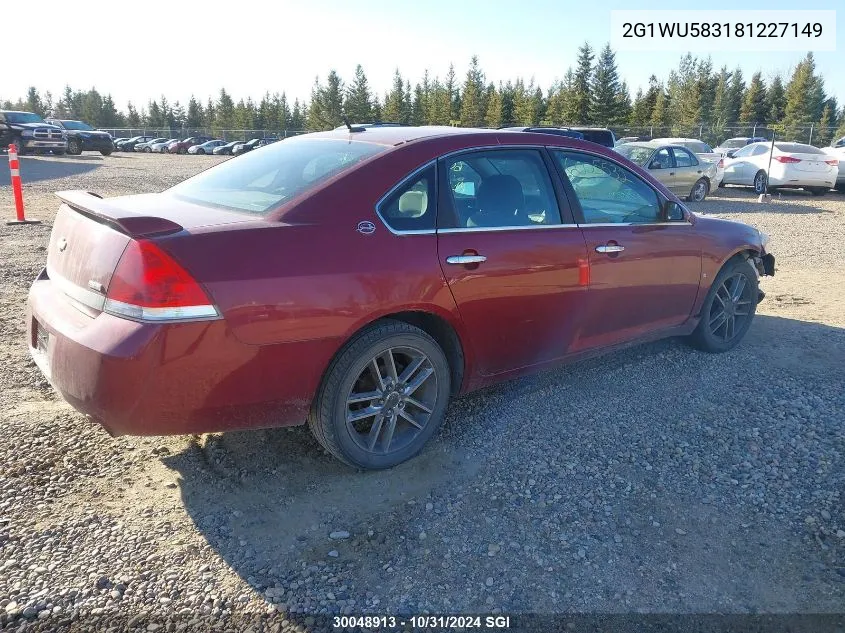 2008 Chevrolet Impala Ltz VIN: 2G1WU583181227149 Lot: 30048913