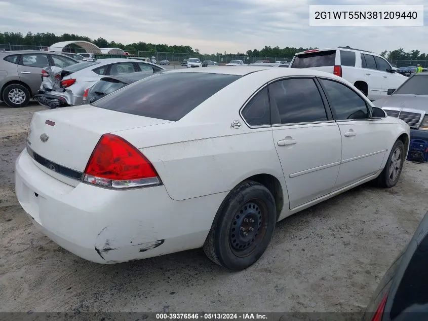 2008 Chevrolet Impala Lt VIN: 2G1WT55N381209440 Lot: 39376546