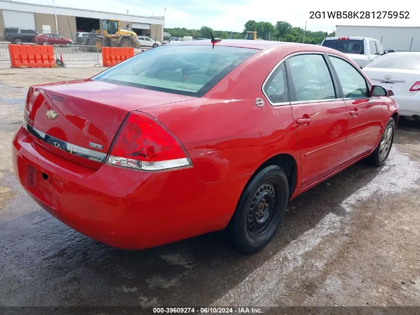 2G1WB58K281275952 2008 Chevrolet Impala Ls