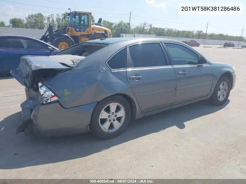 2008 Chevrolet Impala Lt VIN: 2G1WT58K381286486 Lot: 40054006