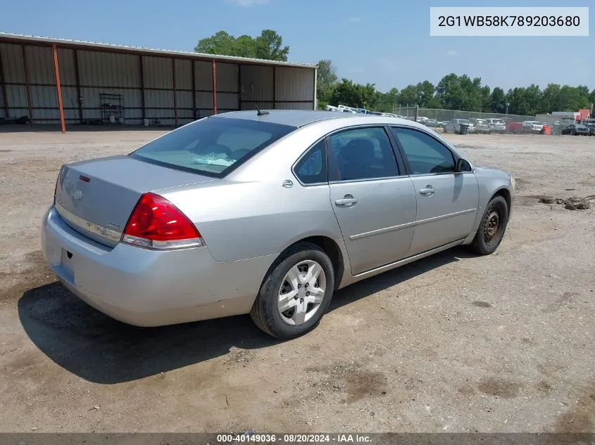 2008 Chevrolet Impala Ls VIN: 2G1WB58K789203680 Lot: 40149036