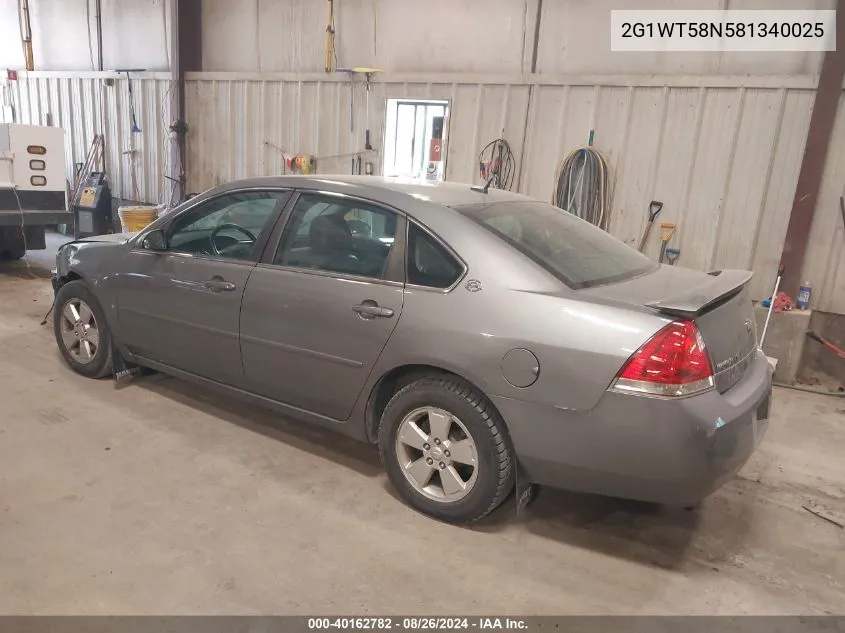 2008 Chevrolet Impala Lt VIN: 2G1WT58N581340025 Lot: 40162782