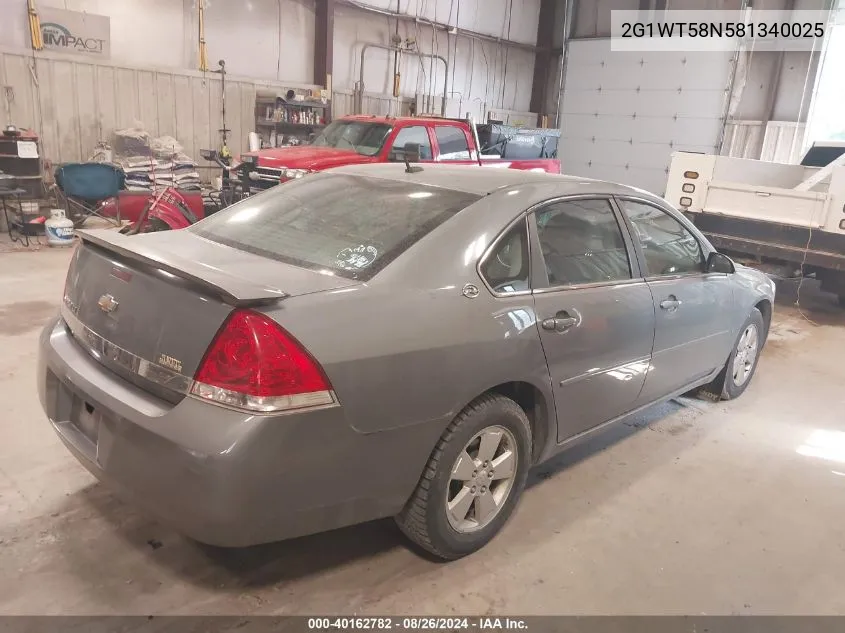 2008 Chevrolet Impala Lt VIN: 2G1WT58N581340025 Lot: 40162782