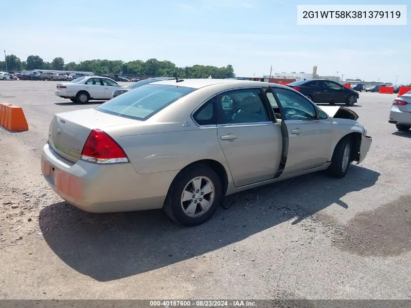 2008 Chevrolet Impala Lt VIN: 2G1WT58K381379119 Lot: 40187600