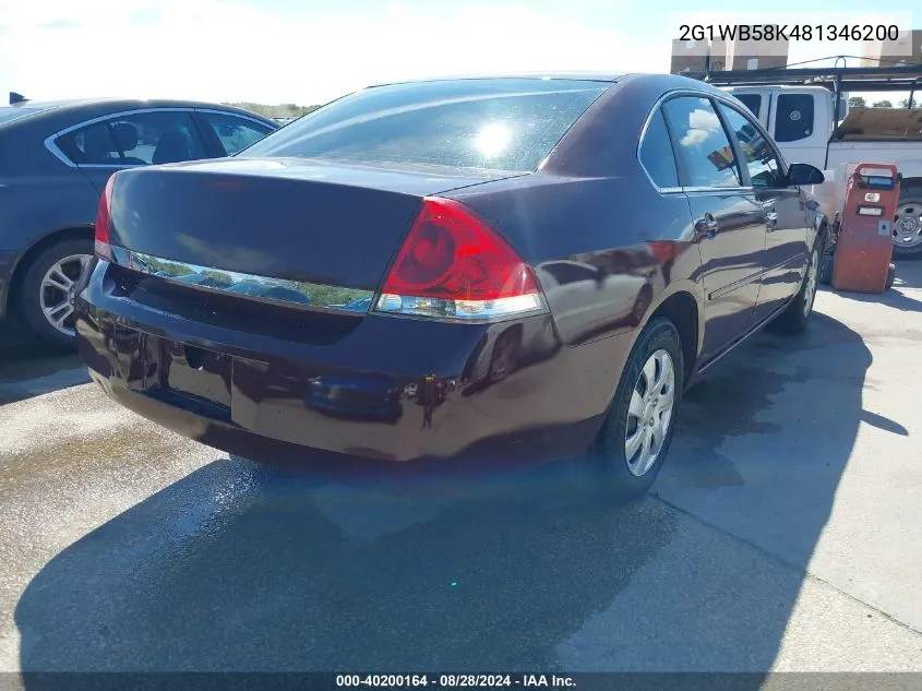 2008 Chevrolet Impala Ls VIN: 2G1WB58K481346200 Lot: 40557425