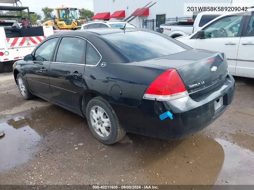 2008 Chevrolet Impala Ls VIN: 2G1WB58K589209042 Lot: 40211605