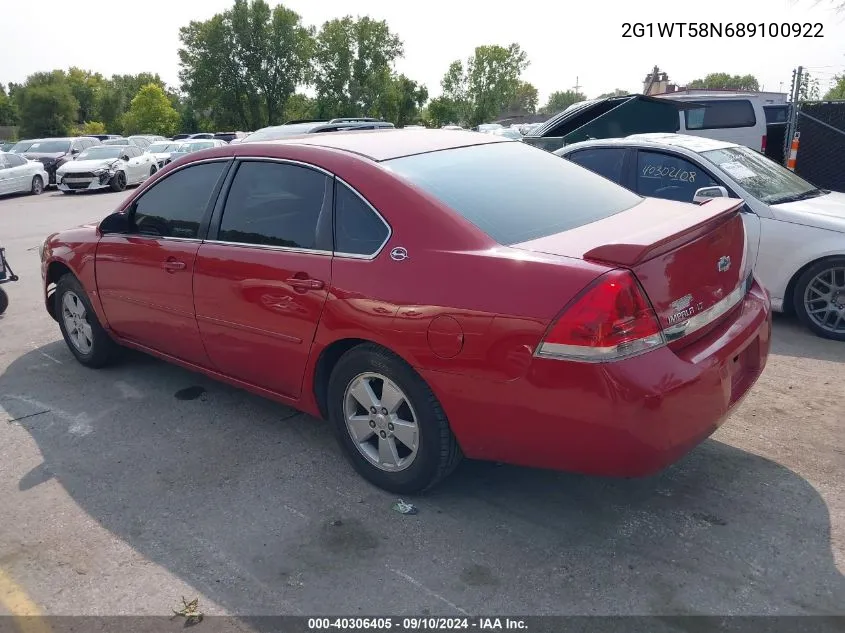 2008 Chevrolet Impala Lt VIN: 2G1WT58N689100922 Lot: 40306405