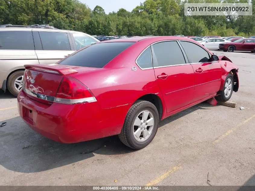 2008 Chevrolet Impala Lt VIN: 2G1WT58N689100922 Lot: 40306405