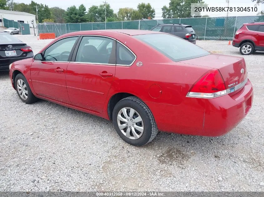 2008 Chevrolet Impala Ls VIN: 2G1WB58K781304510 Lot: 40312058