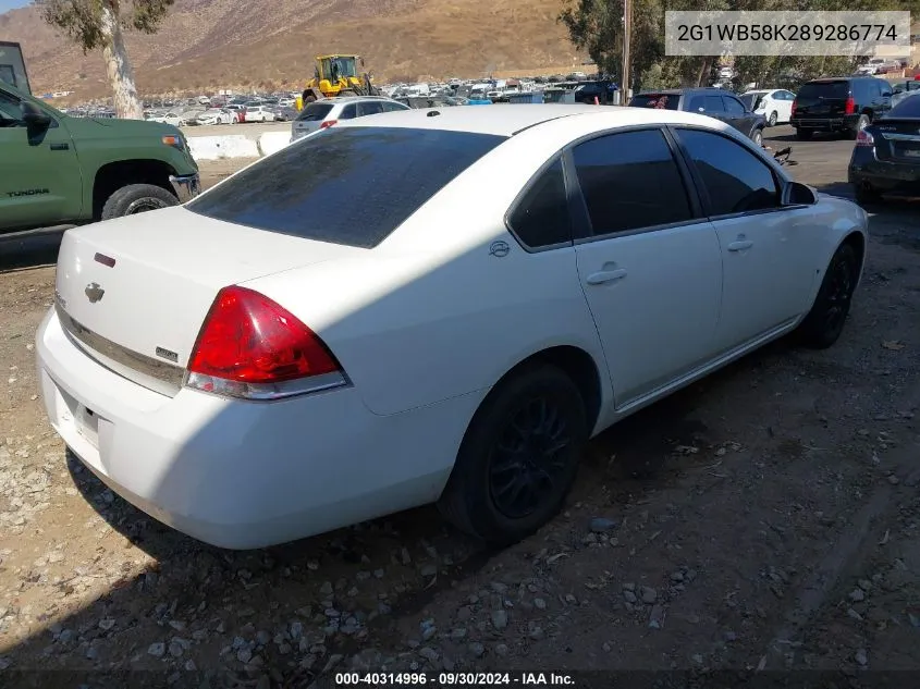 2008 Chevrolet Impala Ls VIN: 2G1WB58K289286774 Lot: 40314996