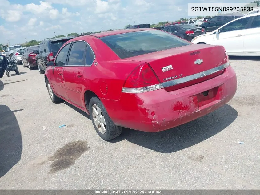 2008 Chevrolet Impala Lt VIN: 2G1WT55N089205833 Lot: 40359147