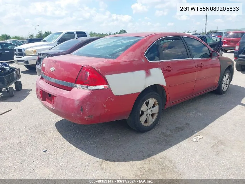 2008 Chevrolet Impala Lt VIN: 2G1WT55N089205833 Lot: 40359147