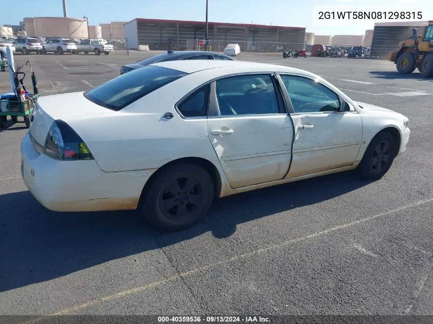 2008 Chevrolet Impala Lt VIN: 2G1WT58N081298315 Lot: 40359536