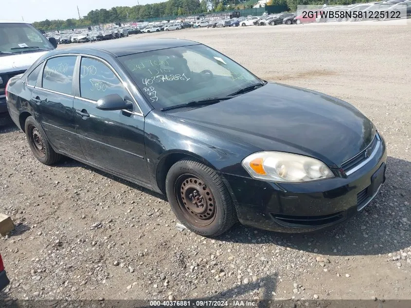 2G1WB58N581225122 2008 Chevrolet Impala Ls