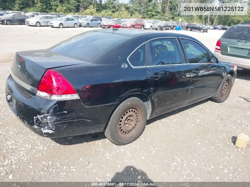 2008 Chevrolet Impala Ls VIN: 2G1WB58N581225122 Lot: 40376881