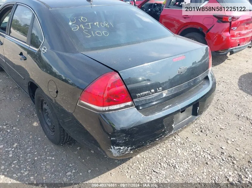 2G1WB58N581225122 2008 Chevrolet Impala Ls