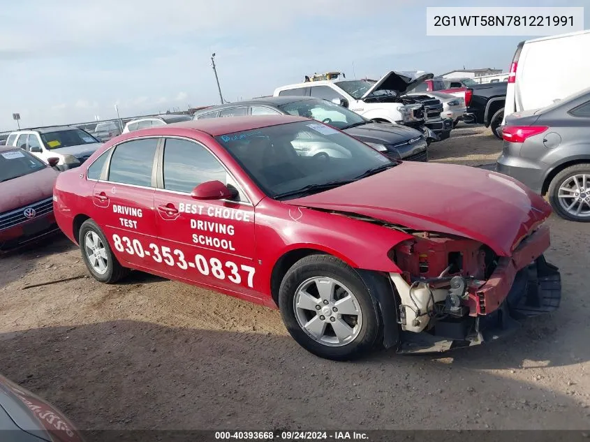 2G1WT58N781221991 2008 Chevrolet Impala Lt