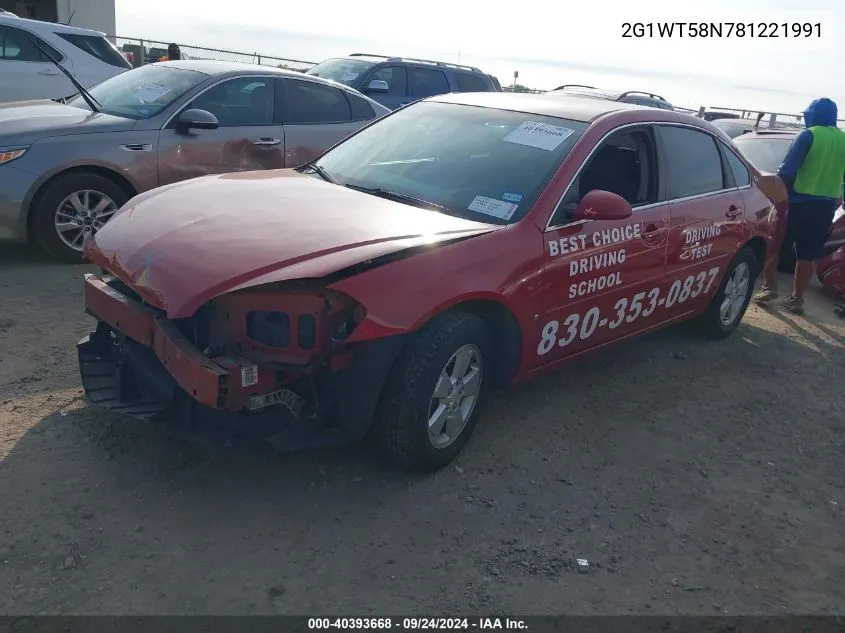 2G1WT58N781221991 2008 Chevrolet Impala Lt