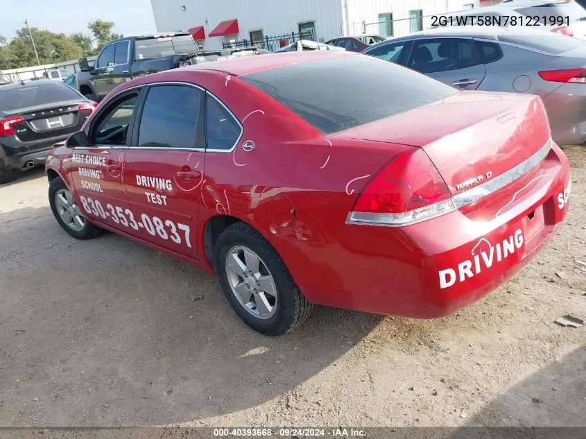 2G1WT58N781221991 2008 Chevrolet Impala Lt