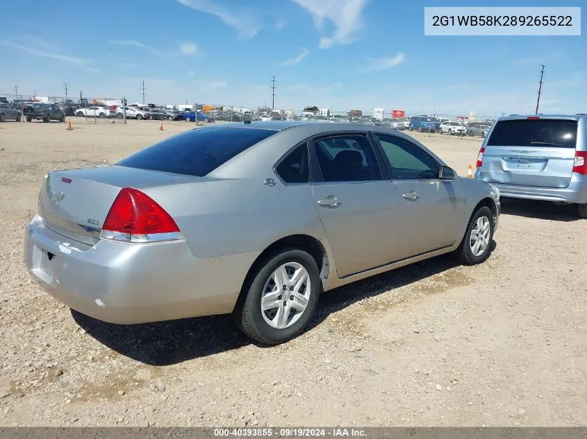 2008 Chevrolet Impala Ls VIN: 2G1WB58K289265522 Lot: 40393855