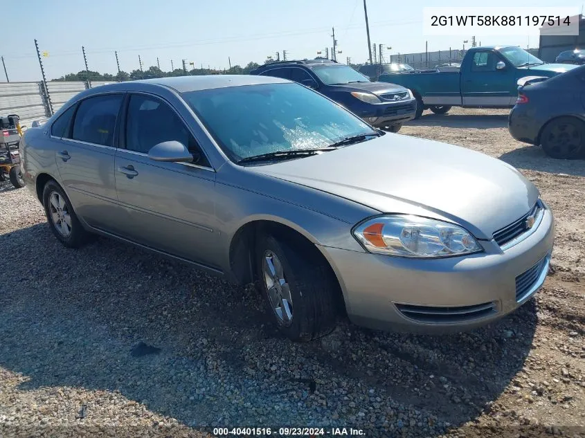 2008 Chevrolet Impala Lt VIN: 2G1WT58K881197514 Lot: 40401516