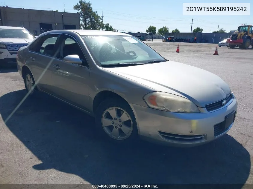 2008 Chevrolet Impala Lt VIN: 2G1WT55K589195242 Lot: 40403095