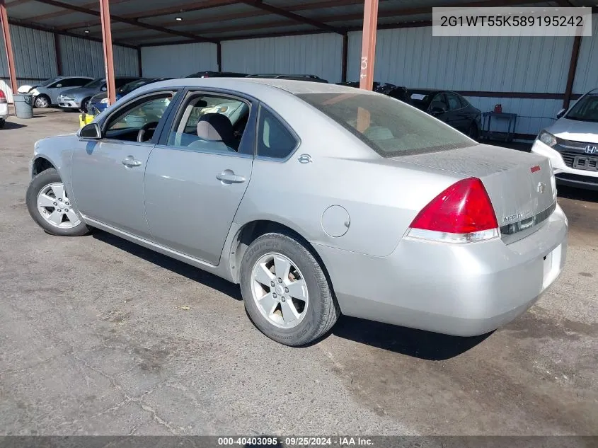 2008 Chevrolet Impala Lt VIN: 2G1WT55K589195242 Lot: 40403095