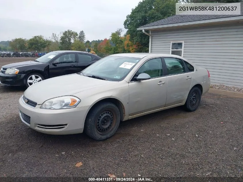 2008 Chevrolet Impala Ls VIN: 2G1WB58K481200637 Lot: 40411331