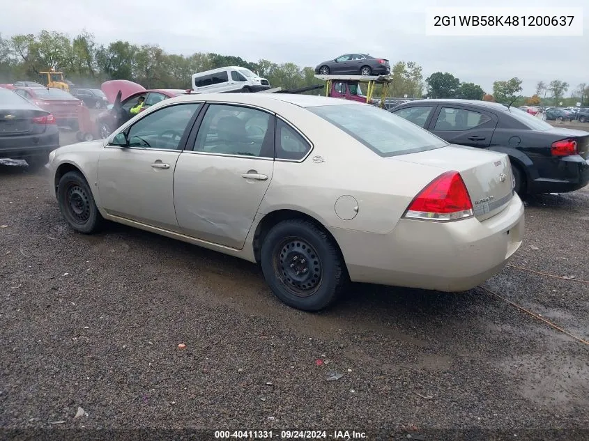 2008 Chevrolet Impala Ls VIN: 2G1WB58K481200637 Lot: 40411331