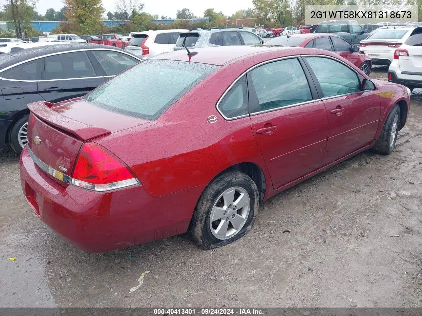 2008 Chevrolet Impala Lt VIN: 2G1WT58KX81318673 Lot: 40413401