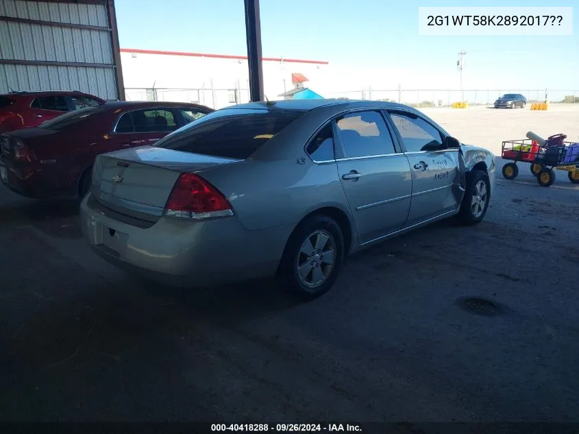 2008 Chevrolet Impala Lt VIN: 2G1WT58K2892017?? Lot: 40418288