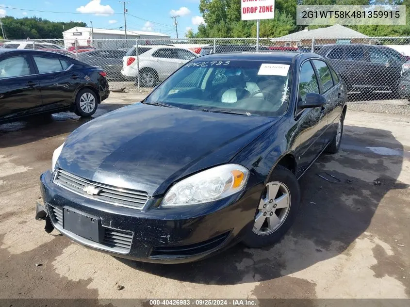 2008 Chevrolet Impala Lt VIN: 2G1WT58K481359915 Lot: 40426983