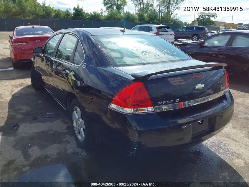 2008 Chevrolet Impala Lt VIN: 2G1WT58K481359915 Lot: 40426983