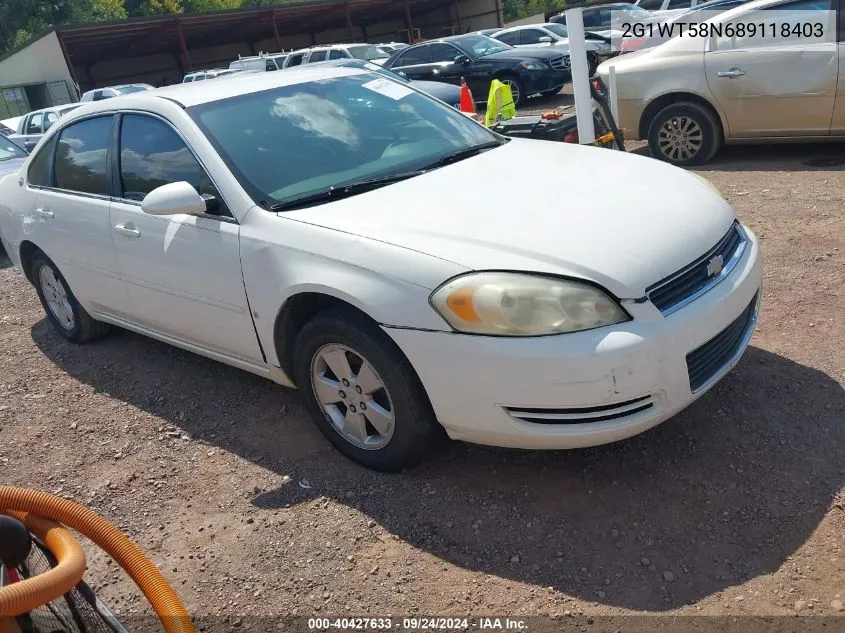 2008 Chevrolet Impala Lt VIN: 2G1WT58N689118403 Lot: 40427633