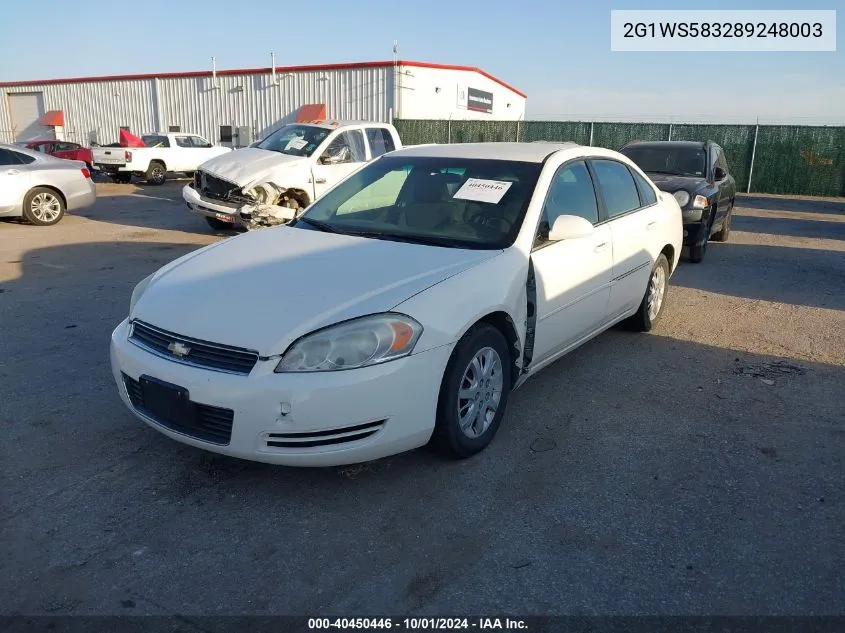 2G1WS583289248003 2008 Chevrolet Impala Police