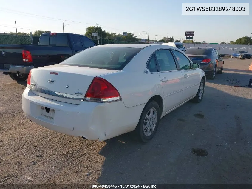 2G1WS583289248003 2008 Chevrolet Impala Police