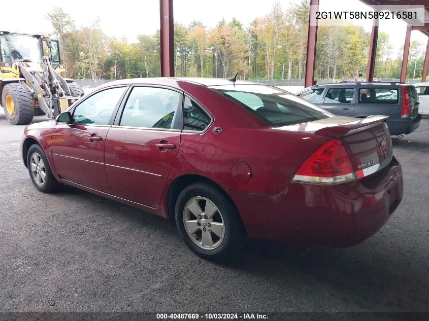 2008 Chevrolet Impala Lt VIN: 2G1WT58N589216581 Lot: 40487669