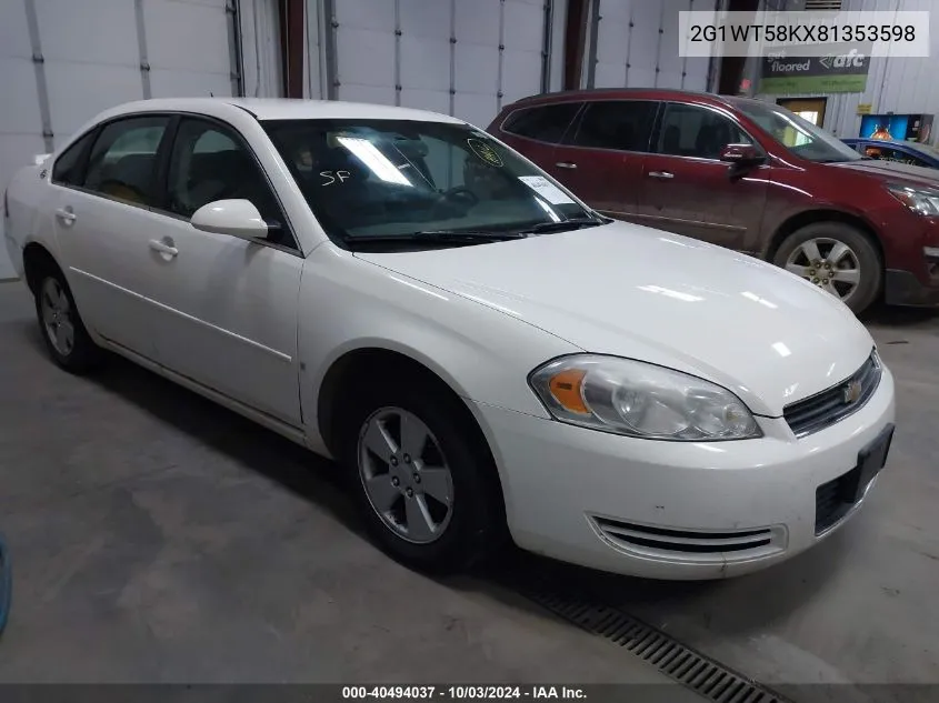 2008 Chevrolet Impala Lt VIN: 2G1WT58KX81353598 Lot: 40494037