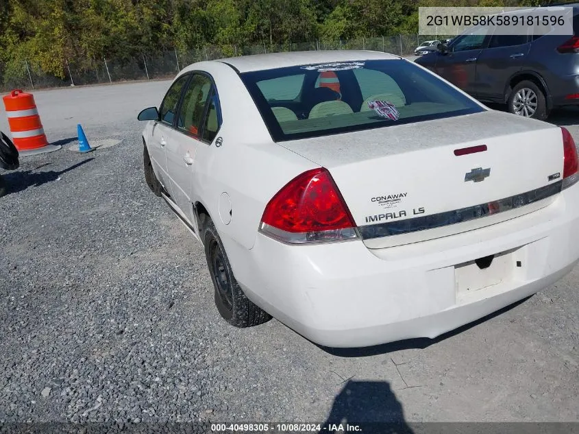 2008 Chevrolet Impala Ls VIN: 2G1WB58K589181596 Lot: 40498305