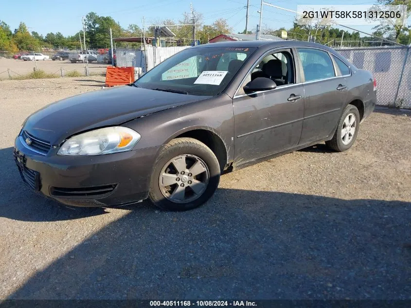 2008 Chevrolet Impala Lt VIN: 2G1WT58K581312506 Lot: 40511168