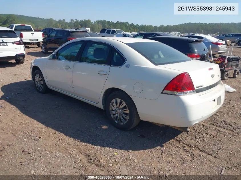 2008 Chevrolet Impala Police VIN: 2G1WS553981245943 Lot: 40526053