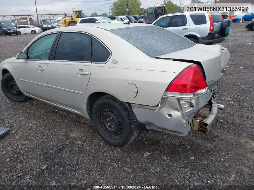 2008 Chevrolet Impala Ls VIN: 2G1WB58NX81356997 Lot: 40565911