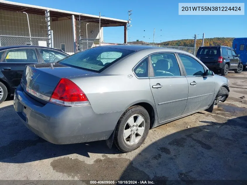 2008 Chevrolet Impala Lt VIN: 2G1WT55N381224424 Lot: 40609505